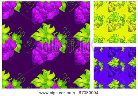 Cluster Grapes Seamless Pattern