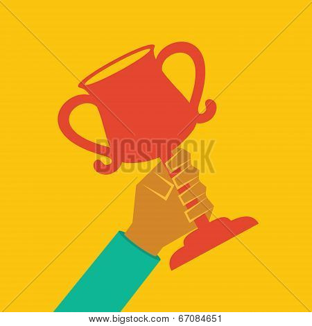 Trophy in hand stock vector
