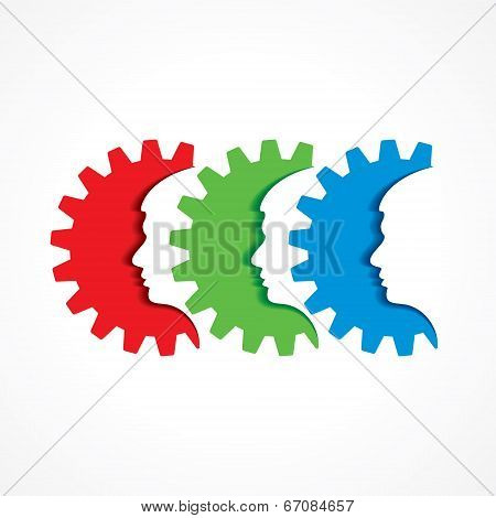 Male face with gear stock vector