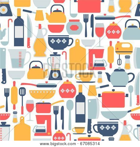 seamless pattern with colorful cooking icons