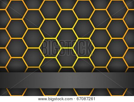 Modern black background with hexagon