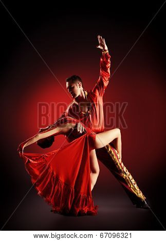 Professional dancers perform latino dance. Passion and expression.