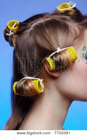 Girl With Hair Rollers