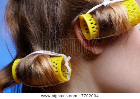 Girl With Hair Rollers