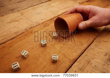 Hand Holds The Dice Cup