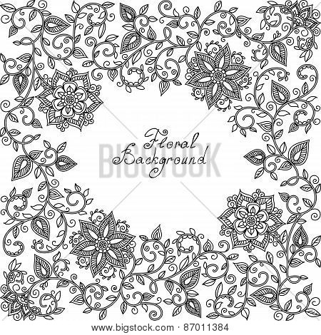 vector black and white floral pattern