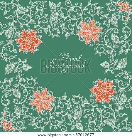 vector red and green floral pattern