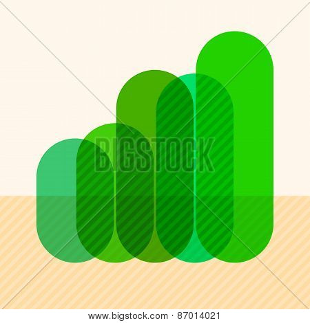 Infographics with rising green overlapping bars