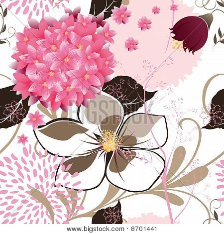 Sømløs blomstret mønster Pink, brun