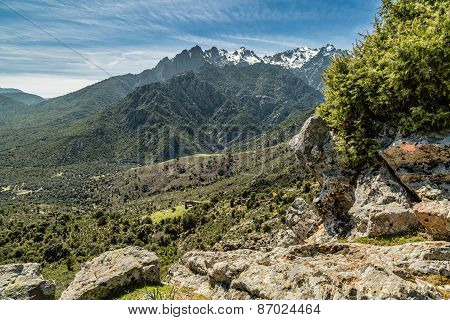 View Towards Mountains Of Asco In Corsica