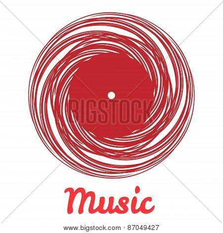 Stylized monochrome music vinyl record logo