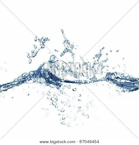 Clear Blue Water Splashing, Ripples and Waves