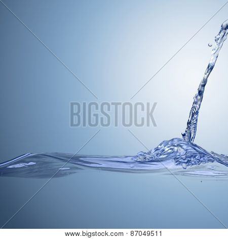 Clear Blue Water Splashing, Ripples and Waves