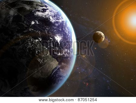 Earth in space. Elements of this image furnished by NASA