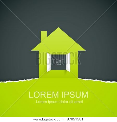 Ripped paper with house symbol