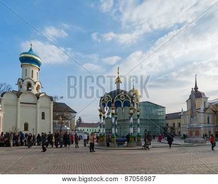 Sergiev Posad, Russia - March 28, 2015. The Great Trinity Monastery In Sergiyev Posad Near Moscow. G