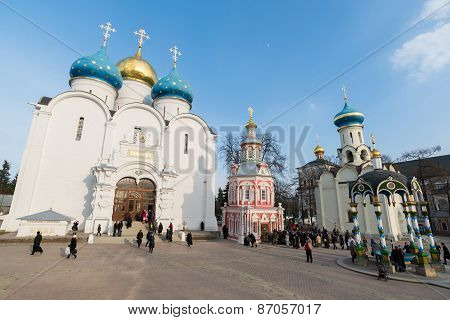 Sergiev Posad, Russia - March 28, 2015. The Great Trinity Monastery In Sergiyev Posad Near Moscow. G