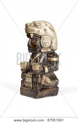 Mexican statue - Mayan god bonfires home isolated with clipping path.