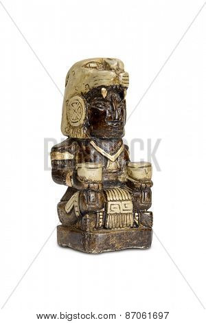 Mexican statue - Mayan god bonfires home isolated with clipping path.
