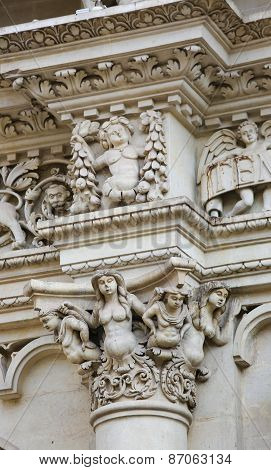 Sculptures At The Santa Croce Baroque Church In Lecce, Italy