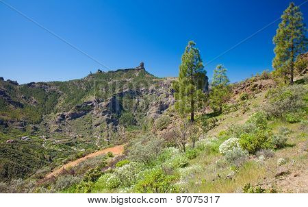 Gran Canaria, View Across Caldera De Tejeda