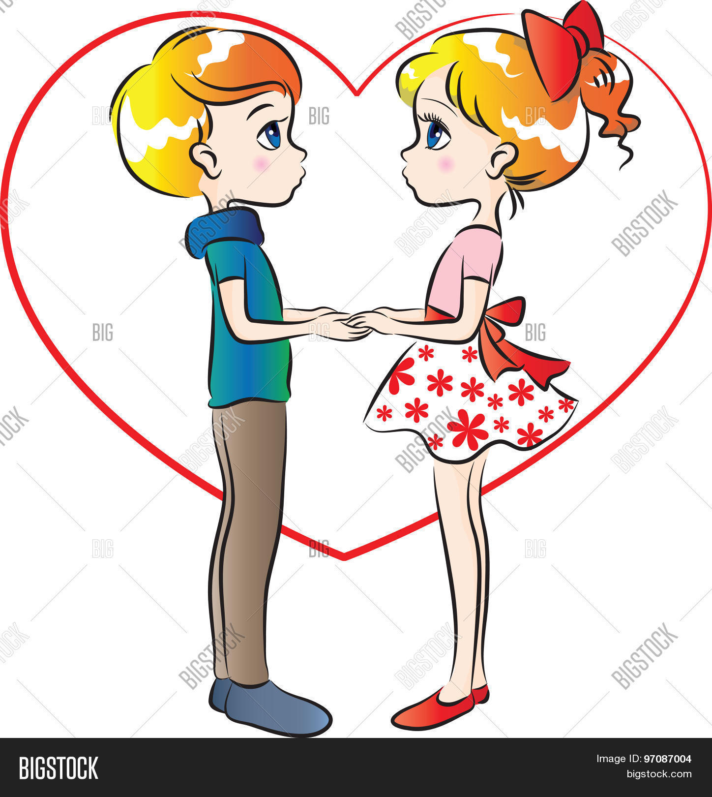 Boy Girl Heart Shape Vector Photo Free Trial Bigstock