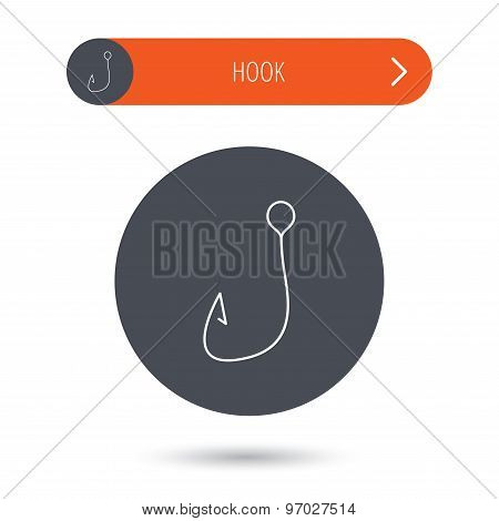 Fishing hook icon. Fisherman equipment sign.
