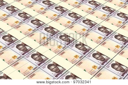 Nigerian nairas bills stacks background.