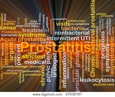 Background concept wordcloud illustration of prostatitis glowing light