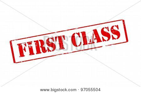 Rubber stamp with text first class inside vector illustration