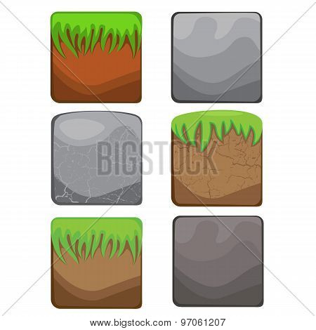 Elements For Web Design And User Interface Of Computer Games: Stone Background And Landscape