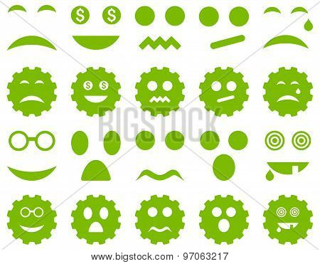 Tool, gear, smile, emotion icons