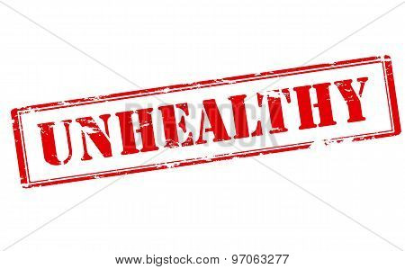 Rubber stamp with word unhealthy inside vector illustration