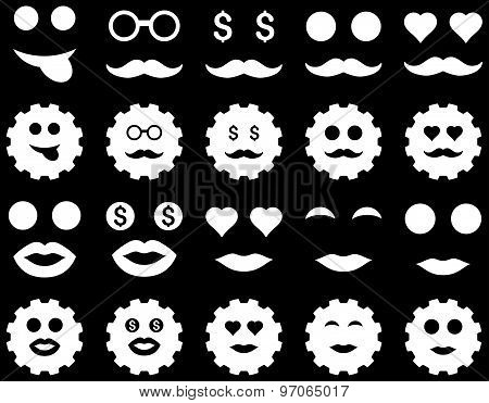 Tool, gear, smile, emotion icons