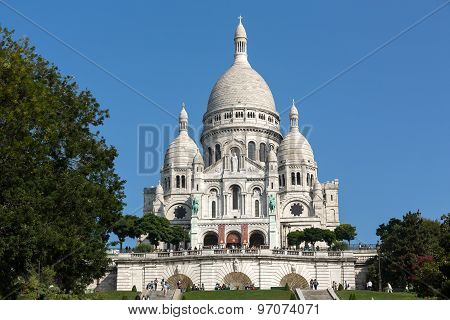 PARIS, FRANCE - SEPTEMBER 10, 2014: Basilica of the Sacre Coeur on Montmartre Paris France