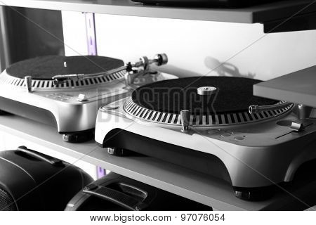 Modern turntable close up