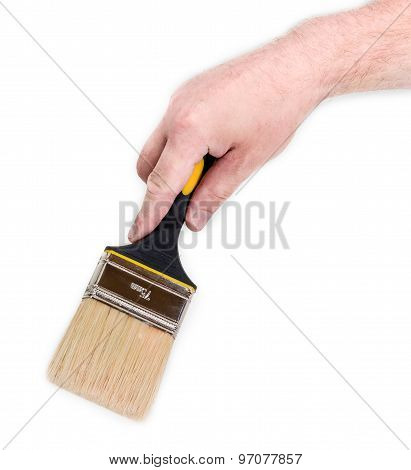 Paint Brush In Man's Hand