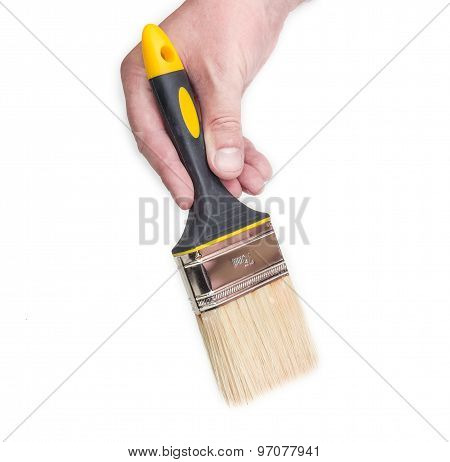 Paint Brush In Man's Hand