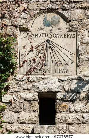 PARIS, FRANCE - SEPTEMBER 10, 2014: Old sun dial in Montmartre. Paris France