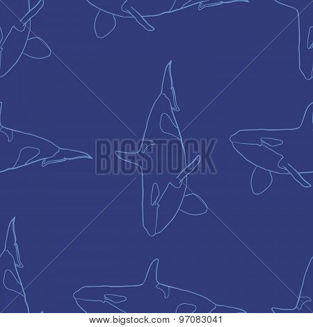 Grampus whale seamless vector pattern