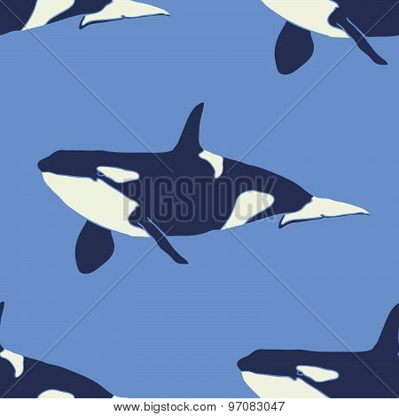Grampus whale seamless vector pattern in