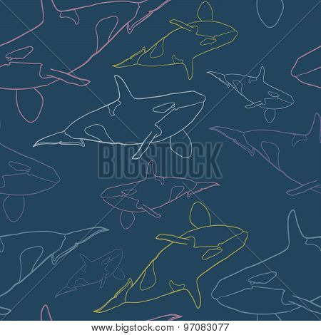 Grampus seamless vector pattern in vivid colors