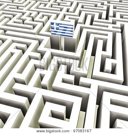 Greek Flag In A Maze