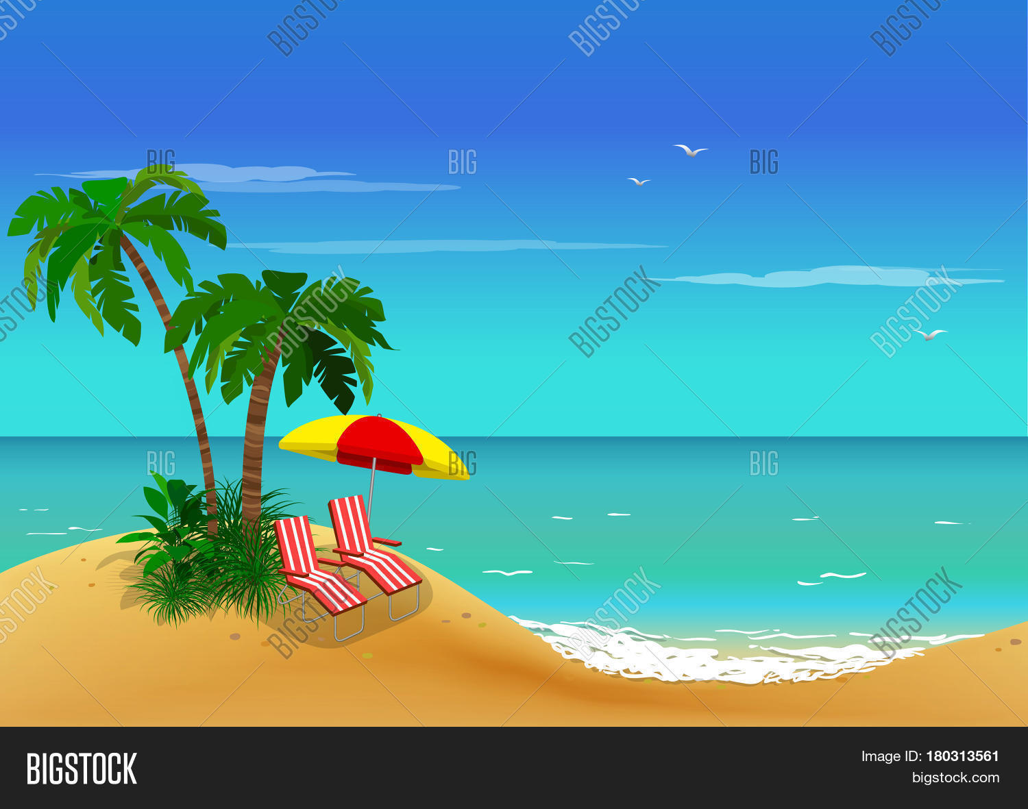 Sea View. Palm Trees Vector & Photo (Free Trial) | Bigstock