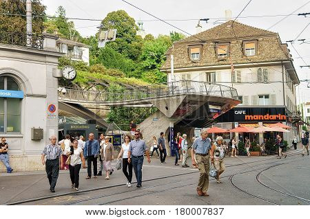 People At Bahnhof Stadelhofen At Zurich City Center