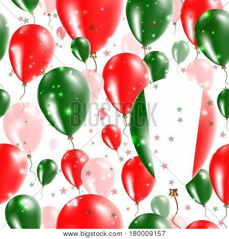 Italy Independence Day Seamless Pattern. Flying Rubber Balloons In Colors Of The Italian Flag. Happy