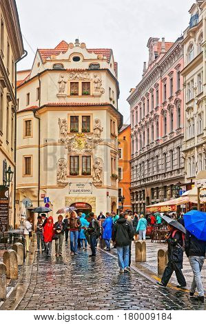 People On U Zlate Studne Street In Old Town Prague
