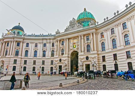 Fiacre At St Michael Wing Of Hofburg Palace In Vienna