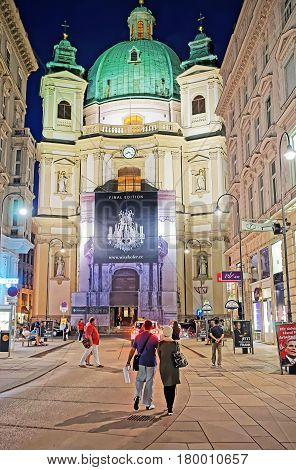 People At St Peter Church At Night Vienna