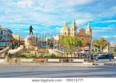 Parish Church At Square In Msida On Malta